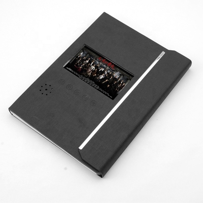 까만 PU LCD 영상 폴더 A4 크기, 4.3 인치 영상 인사장